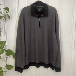 Van Heusen Men’s Gray Black Classic Fit 1/4 Zip Pullover Sweater Size XXL